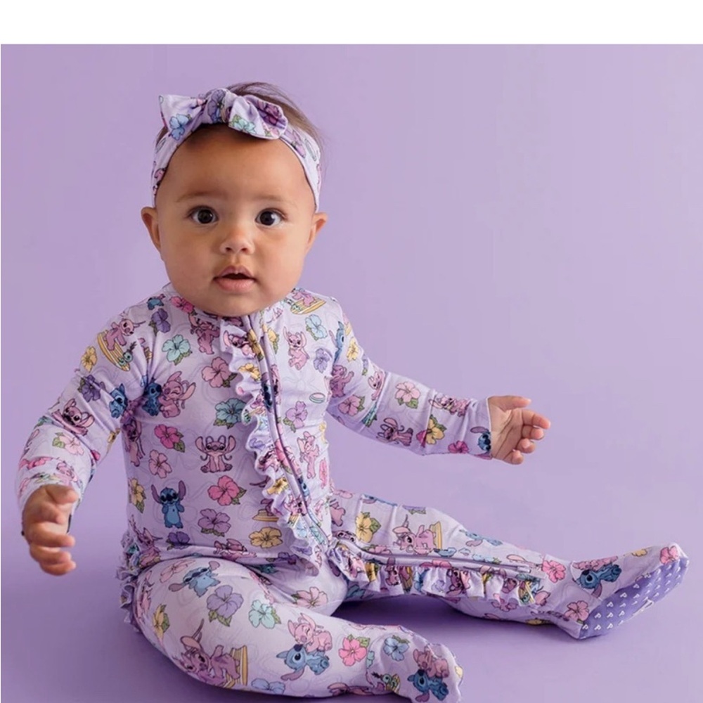 Posh peanut- Disney lilo and stitch purple footie - size 6 months